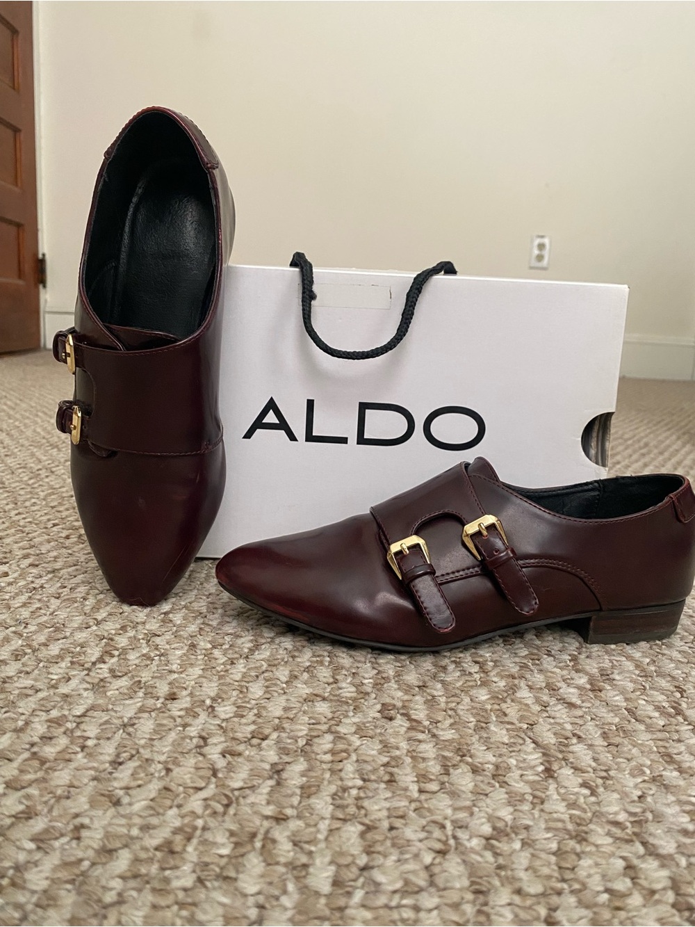 Aldo Women’s Double Monk Strap Oxfords - Burgundy